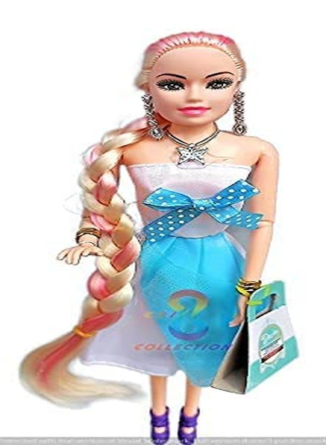 12FOR COLLECTION Fashion and Beauty Feature Plastic Fancy Long Hair Style Doll with Movable Joints Hand Doll for Kids, and Fashion Accessories Dolls Set for Kids Girls - Image 5
